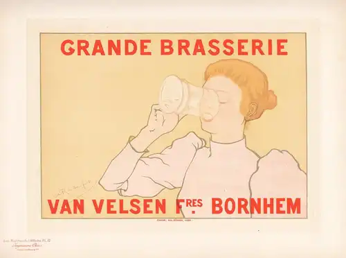 Affiche belge. Grand Brasserie Van Velsen freres. Bornhem. (Plate 12) - Brauerei Brewery / poster Plakat Art N