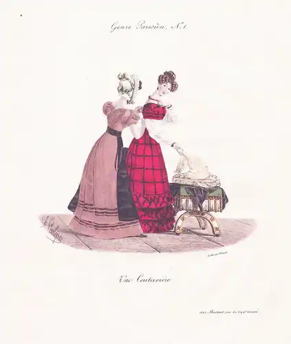 Une Couturiere. Genre Parisien. No. 1. - tailor Schneiderin Mode fashion / Karikatur caricature