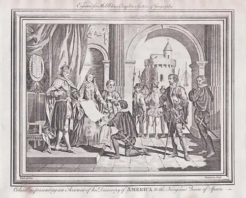 Columbus presenting an Account of his Discovery of America to the King and Queen of Spain - Discovery of Ameri