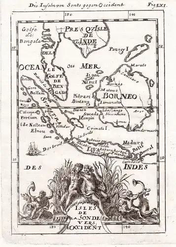 Isles de la Sonde vers l'Occident - Sumatra island Borneo Java Malaysia Indonesia Asia map Karte