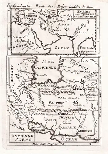 Empire des Perses et des Parthes / Ancienne Perse - Persia Caspian Sea Iran map Karte