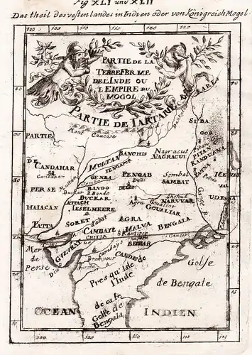 Partie de la Terre Ferme de l'Inde ou l'Empire du Mogol - India Indien Mongol Empire map Karte