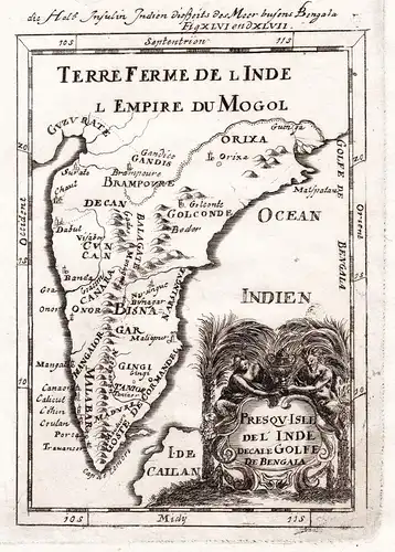 Presqu-Isle de l'Inde deca le Golfe de Bengala - India Indien Inde / map Karte carte