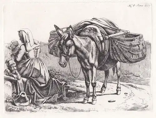(Die Italienerin bei dem Esel) - Italian woman / Esel donkey