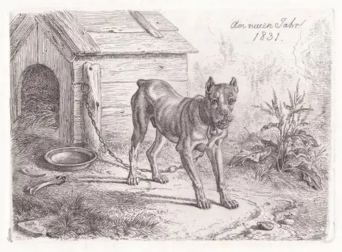 Am neuen Jahr 1831 - Der Kettenhund zu Neujahr 1830 - Hund dog chien