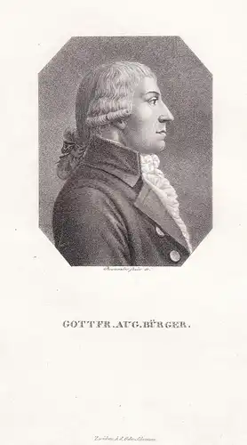 Gottfr. Aug. Bürger - Gottfried August Bürger (1747-1794) Dichter Aufklärung Sturm und Drang Münchhausen / Por