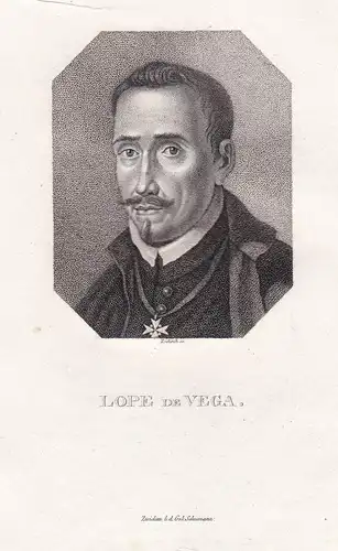 Lope de Vega - (1562-1635) Spanish poet poeta Dichter / Portrait