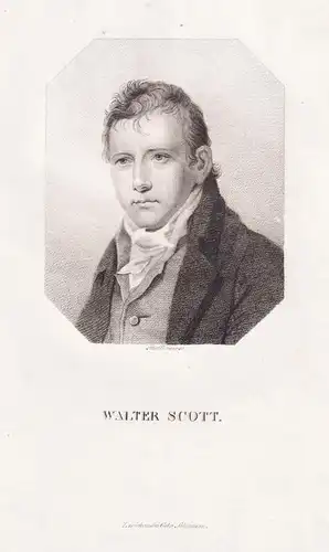 Walter Scott - (1771-1832) English poet Dichter author Schriftsteller / Portrait