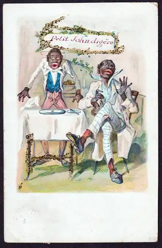 Petit John digere - Black Americana / caricature Karikatur / Esstisch dining table / Hunger