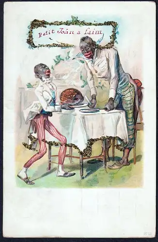 Petit John a faim - Black Americana / caricature Karikatur / Esstisch dining table / Hunger