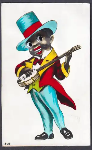 (Man in a suit playing the mandolin) - Black Americana / musician Musiker music Musik / Mandoline mandolin