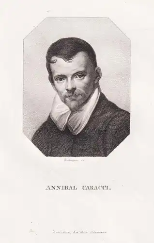 Annibal Caracci - Annibale Carracci (1560-1609) Italian painter Maler engraver Kupferstecher / Portrait