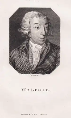 Walpole - Horace Walpole (1717-1797) writer author Schriftsteller Earl of Oxford / Portrait