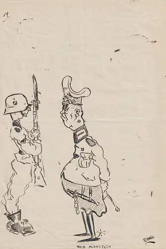 Von Manstein - Erich von Manstein (1887-1973) Generalfeldmarshall Nazi Weltkrieg / Karikatur caricature