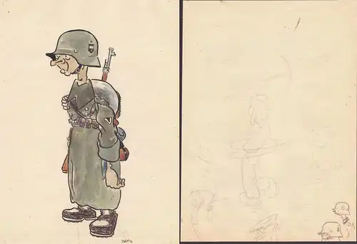 (Deutscher Soldat / German soldier) - Weltkrieg World War / Military Militaria Uniformen uniforms / Karikatur