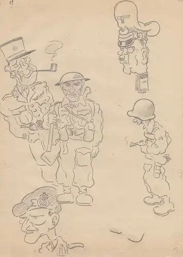 Wilhelm Keitel & Bernard Montgomery / soldiers Weltkrieg World War Soldaten / Karikatur caricature