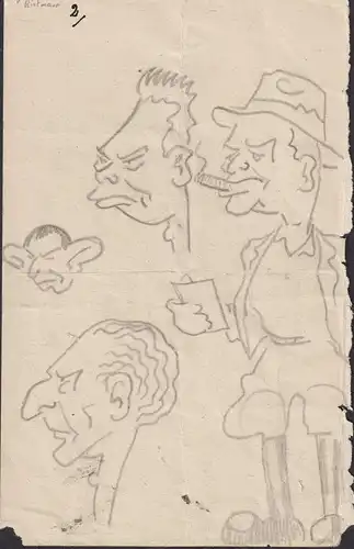 (Caricatural sketches of various men) / Skizzen / Karikatur caricature