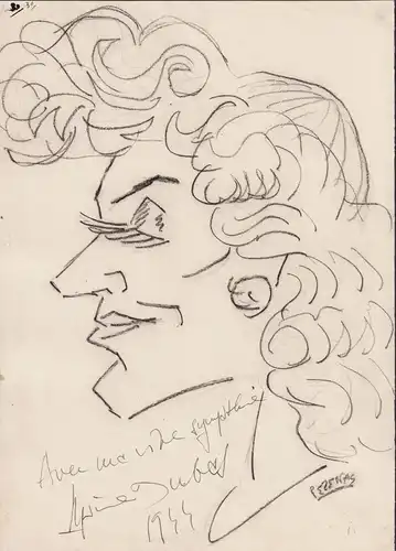 Marie Dubas (1894-1972) French music-hall singer Sängerin Chansonette / Karikatur caricature
