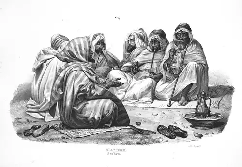Araber / Arabes - Araber arabes arabs Arabia Raucher smokers fumeurs Orient Lithographie
