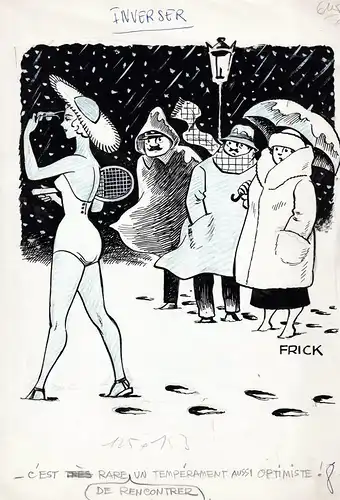 - C'est rare de rencontrer un temperament aussi optimiste! - Winter Badeanzug Tennis bathing suit / caricature