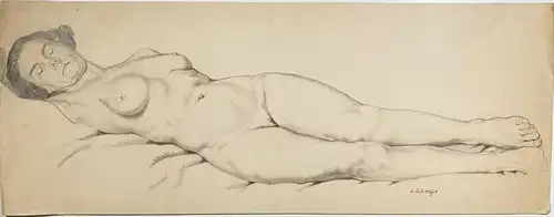 (Liegender Akt) - Frau femme woman / female nude nu / sleeping woman