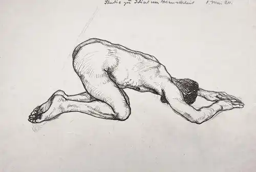 Studie zum Ideal der Menschheit - Knieender männlicher Akt / Kneeling male nude