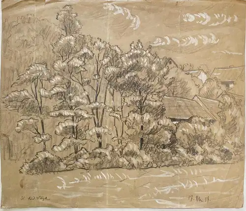 (Dorfansicht mit Bäumen / Rural landscape with trees)