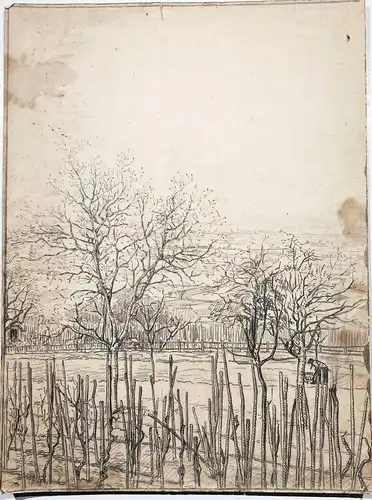 (Landschaft mit Bäumen und Zäunen / Landscape with trees and fences)