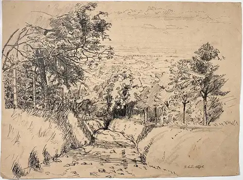 (Landschaft mit Bäumen und Stadtansicht im Hintergrund) - Landscape with trees