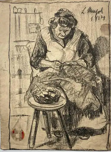 (Nähende ältere Frau / Older woman sewing) / Portrait