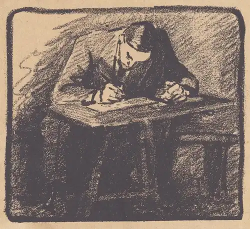 (Schreibender Mann am Tisch) - Sekretär secretary / Man writing at the table