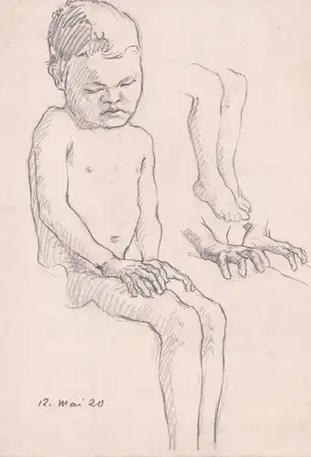 (Akt eines sitzenden Kindes) - Akt nude child