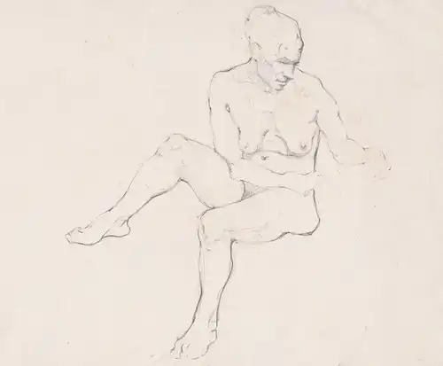 (Sitzender weiblicher Akt) - Frau femme woman / female nude