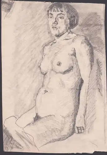 (Sitzender weiblicher Akt) - Frau femme woman / female nude / Akte nudes