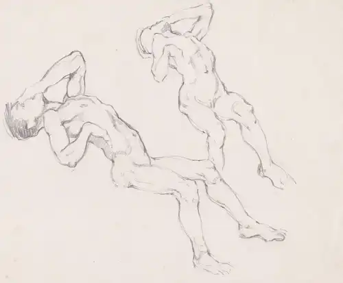 (Studienblatt eines nach hinten gebeugten männlichen Aktes) - male nude Mann man / nu homme
