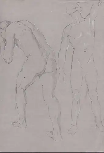 (Studienblatt mit männlichen Akten) - male nude nudes Akte / Männer men Mann man / nu homme