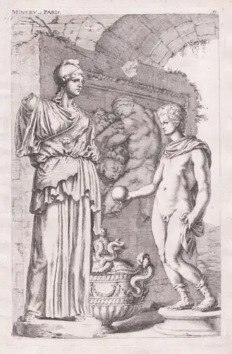 Minerv et Paris -  Minerva u. Paris / Mythologie Mythology / sculpture statue Statue Skulptur / Roman antiquit