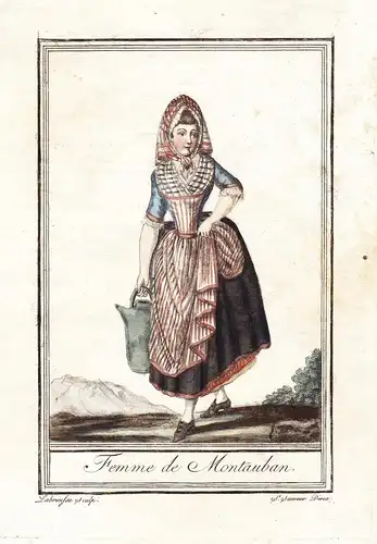 Femme de Montauban - Tarn-et-Garonne Occitanie / France Tracht Trachten costume gravure