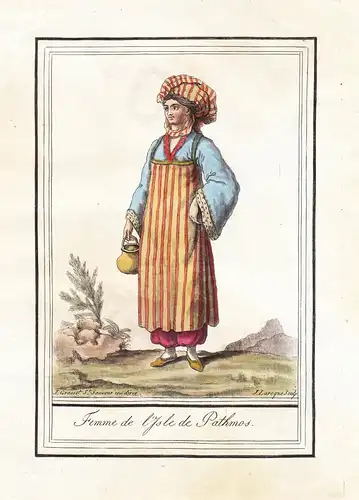 Femme de l'Isle de Pathmos - Greece Griechenland Tracht Trachten costume