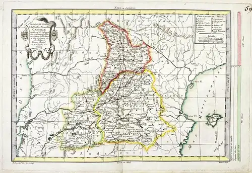 Chorographie de la vieille et nouvelle Castille - Castilla Castile Spain Espana Spanien Karte map mapa