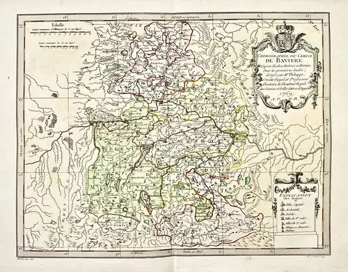 Chorographie du Cercle de Baviere d'apres Visscher, Hubner et Homann - Bayern Niederbayern Oberbayern Oberpfal