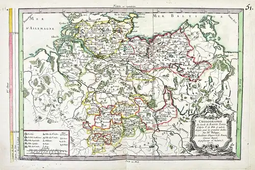 Chorographie du Cercle de Basse Saxe - Niedersachsen Nordsee Schleswig Holstein Nordrhein-Westfalen Karte map