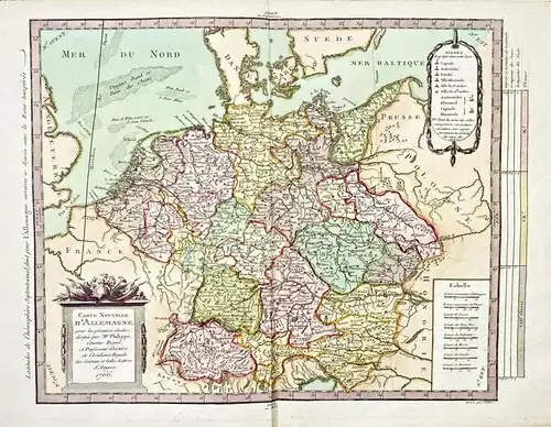 Carte Nouvelle d'Allemagne - Germany Deutschland Deutsches Reich Karte map