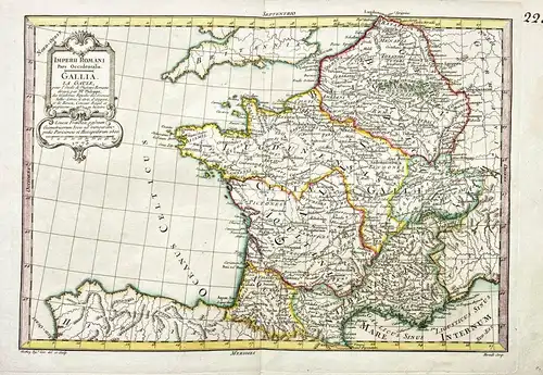 Imperii Romani Pars Occidentailis. Gallia la Gaule. - France Frankreich Gallia Gallien Gallier map Karte