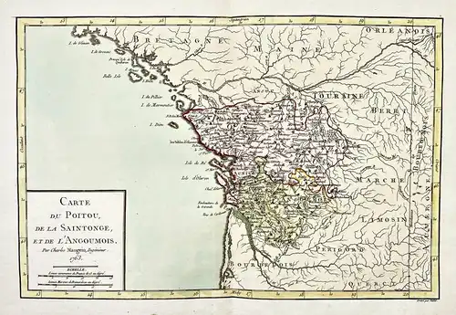 Carte du Poitou, de la Saintonge, et de L'Angoumois. - Poitou Saintonge Angoumois Poitiers Lucon Angouleme La