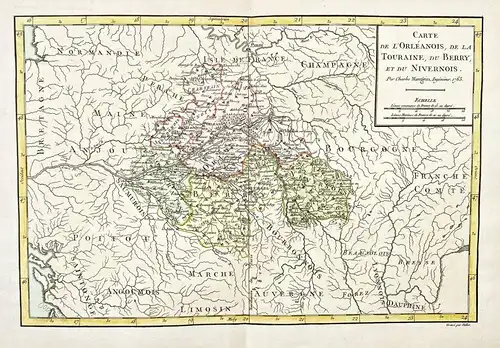 Carte de L'Orleanois, de la Touraine, du Berry et du Nivernois. - Orleans Touraine Berry Nivernois Tours Amboi