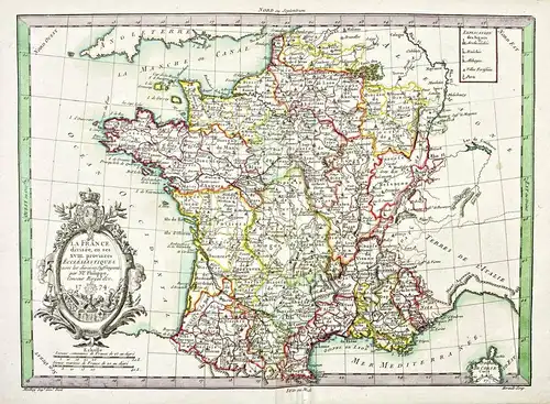 La France, divisée, en ses XVIII. provinces ecclesiastiques avec les dioceses suffragants. - France Frankreich