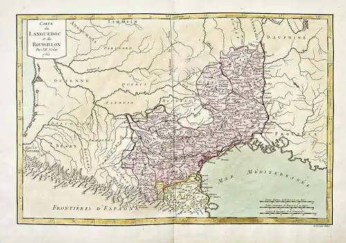 Carte du Languedoc et du Roussillon. - Langueduc Roussillon Nolin France carte Karte map