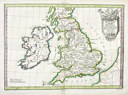Imperii Romani Pars Occidentalis. Britannia. l'Angleterre. - Great Britain England Ireland Britannien map Kart
