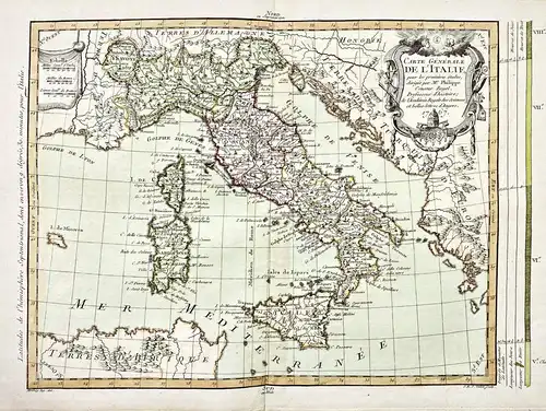 Carte Generale de l'Italie - Italia Italy Italien Sicilia Sardegna Corse Corsica Karte map